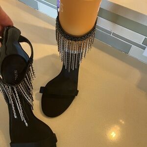 Nine West  Sandals with Silver Chain Fringe